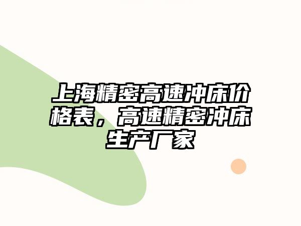 上海精密高速沖床價格表，高速精密沖床生產(chǎn)廠家