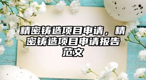 精密鑄造項目申請，精密鑄造項目申請報告范文