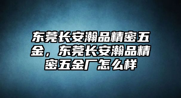 東莞長安瀚品精密五金，東莞長安瀚品精密五金廠怎么樣