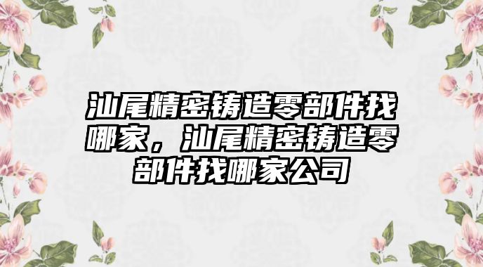 汕尾精密鑄造零部件找哪家，汕尾精密鑄造零部件找哪家公司