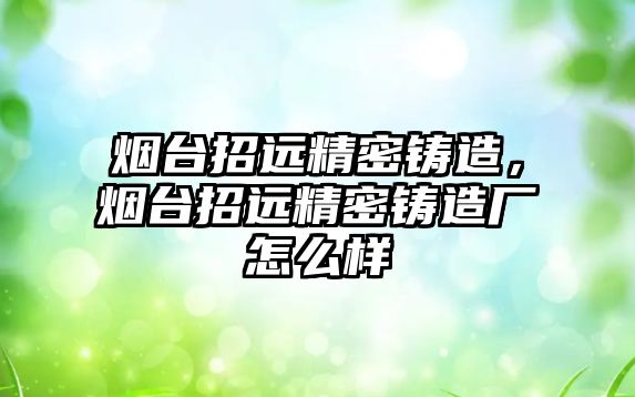 煙臺招遠精密鑄造，煙臺招遠精密鑄造廠怎么樣