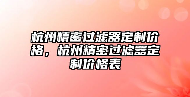 杭州精密過濾器定制價格，杭州精密過濾器定制價格表