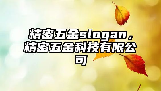 精密五金slogan，精密五金科技有限公司