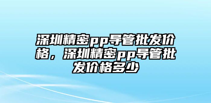 深圳精密pp導(dǎo)管批發(fā)價格，深圳精密pp導(dǎo)管批發(fā)價格多少