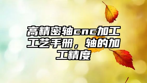 高精密軸cnc加工工藝手冊(cè)，軸的加工精度