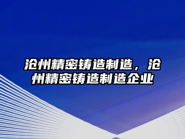 滄州精密鑄造制造，滄州精密鑄造制造企業(yè)