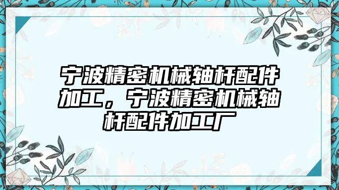 寧波精密機械軸桿配件加工，寧波精密機械軸桿配件加工廠