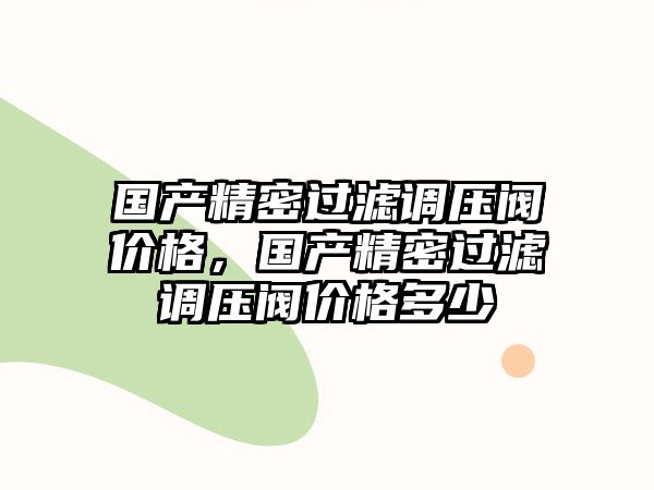 國產(chǎn)精密過濾調(diào)壓閥價格，國產(chǎn)精密過濾調(diào)壓閥價格多少