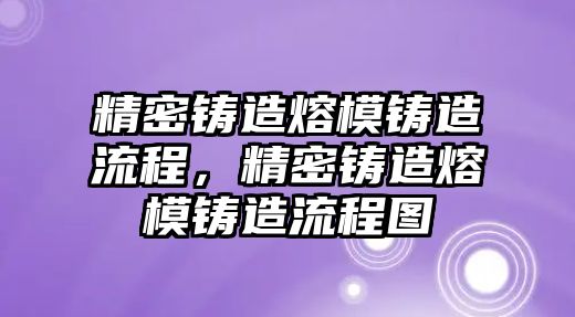 精密鑄造熔模鑄造流程，精密鑄造熔模鑄造流程圖