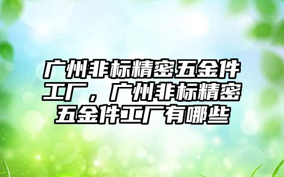 廣州非標精密五金件工廠，廣州非標精密五金件工廠有哪些