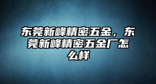 東莞新峰精密五金，東莞新峰精密五金廠怎么樣