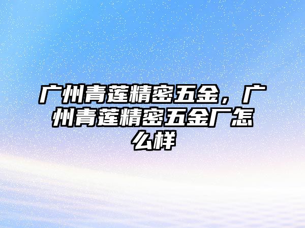 廣州青蓮精密五金，廣州青蓮精密五金廠怎么樣