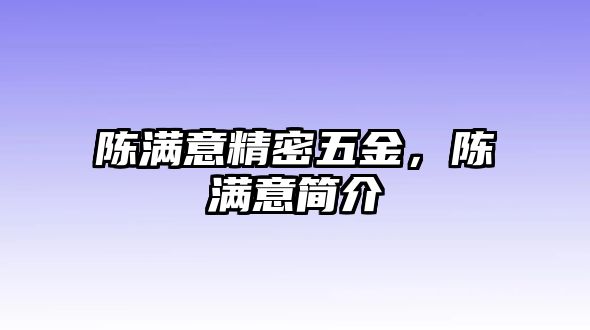 陳滿意精密五金，陳滿意簡(jiǎn)介