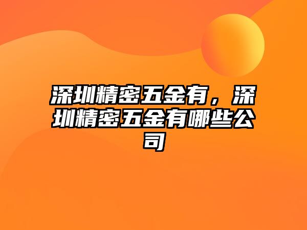 深圳精密五金有，深圳精密五金有哪些公司