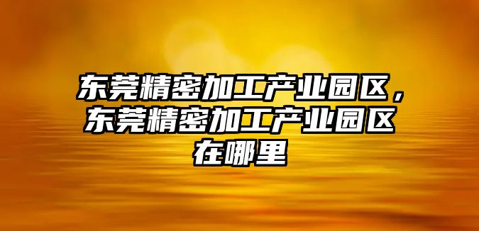 東莞精密加工產業(yè)園區(qū)，東莞精密加工產業(yè)園區(qū)在哪里