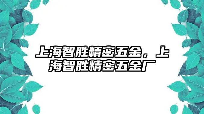 上海智勝精密五金，上海智勝精密五金廠