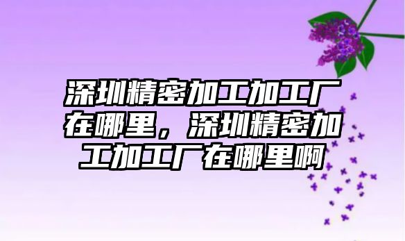 深圳精密加工加工廠在哪里，深圳精密加工加工廠在哪里啊