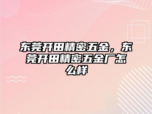 東莞開田精密五金，東莞開田精密五金廠怎么樣