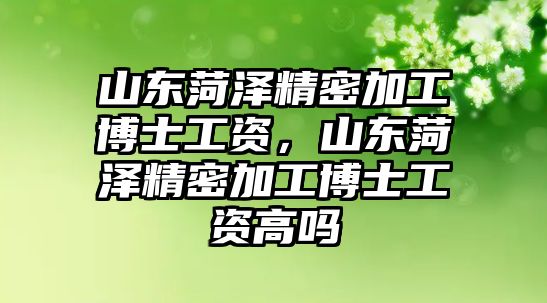 山東菏澤精密加工博士工資，山東菏澤精密加工博士工資高嗎