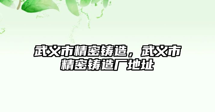 武義市精密鑄造，武義市精密鑄造廠地址