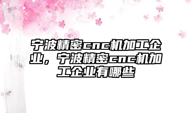 寧波精密cnc機加工企業(yè)，寧波精密cnc機加工企業(yè)有哪些