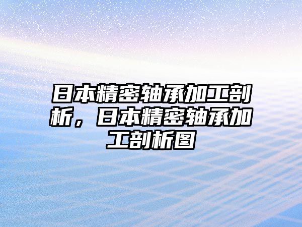 日本精密軸承加工剖析，日本精密軸承加工剖析圖