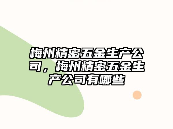 梅州精密五金生產(chǎn)公司，梅州精密五金生產(chǎn)公司有哪些