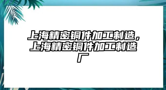 上海精密銅件加工制造，上海精密銅件加工制造廠