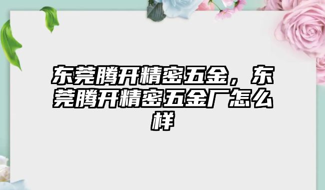 東莞騰開精密五金，東莞騰開精密五金廠怎么樣