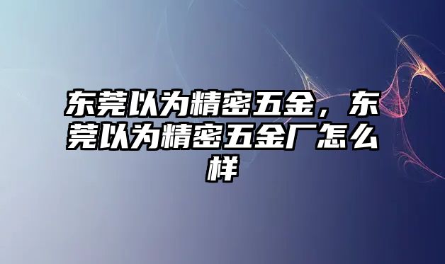 東莞以為精密五金，東莞以為精密五金廠怎么樣