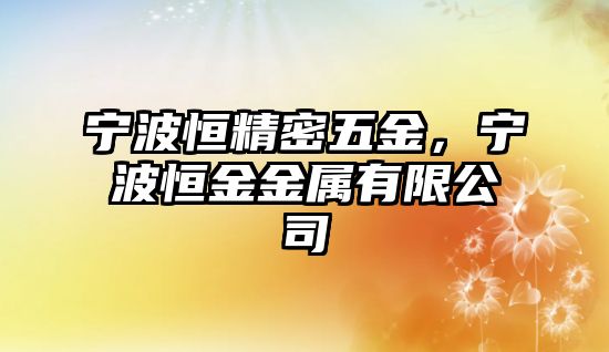 寧波恒精密五金，寧波恒金金屬有限公司