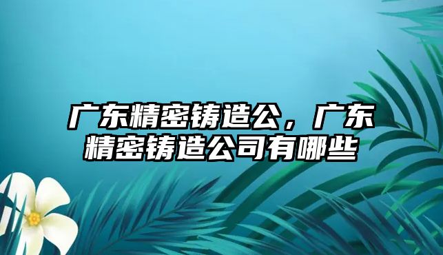 廣東精密鑄造公，廣東精密鑄造公司有哪些