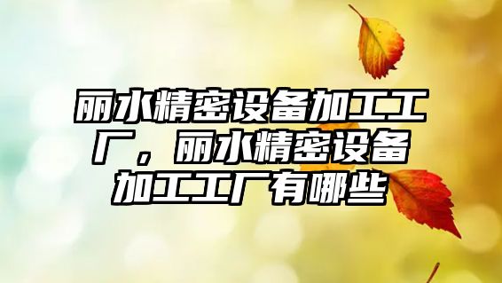 麗水精密設(shè)備加工工廠，麗水精密設(shè)備加工工廠有哪些