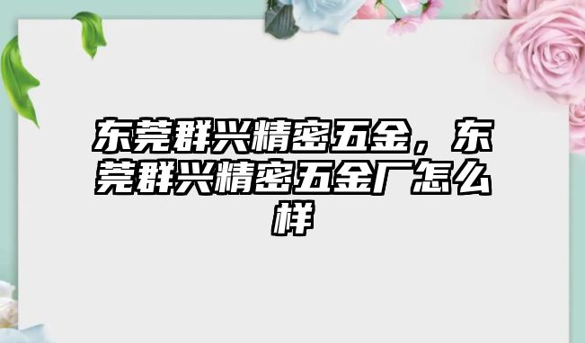 東莞群興精密五金，東莞群興精密五金廠怎么樣