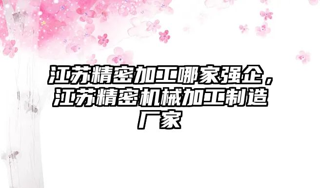 江蘇精密加工哪家強企，江蘇精密機械加工制造廠家