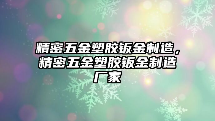 精密五金塑膠鈑金制造，精密五金塑膠鈑金制造廠家