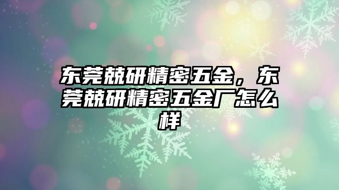 東莞兢研精密五金，東莞兢研精密五金廠怎么樣