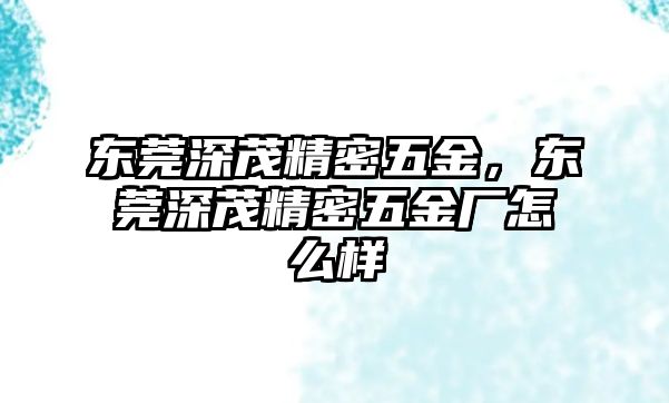 東莞深茂精密五金，東莞深茂精密五金廠怎么樣