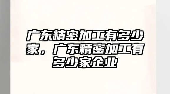 廣東精密加工有多少家，廣東精密加工有多少家企業(yè)