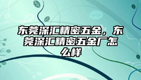 東莞深匯精密五金，東莞深匯精密五金廠怎么樣