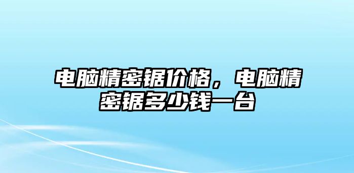 電腦精密鋸價格，電腦精密鋸多少錢一臺