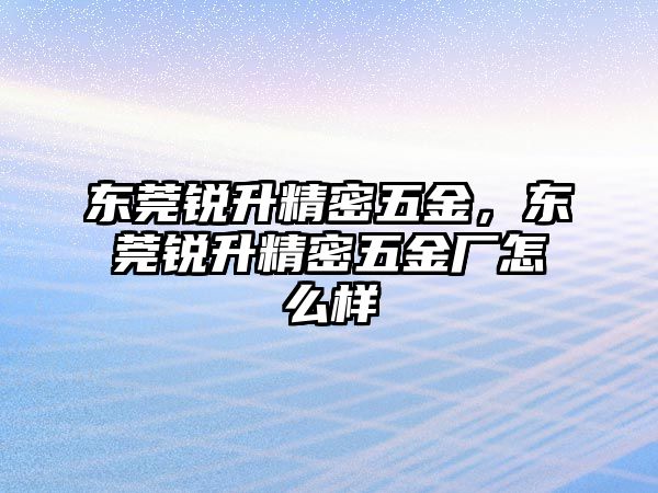 東莞銳升精密五金，東莞銳升精密五金廠怎么樣