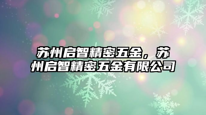 蘇州啟智精密五金，蘇州啟智精密五金有限公司