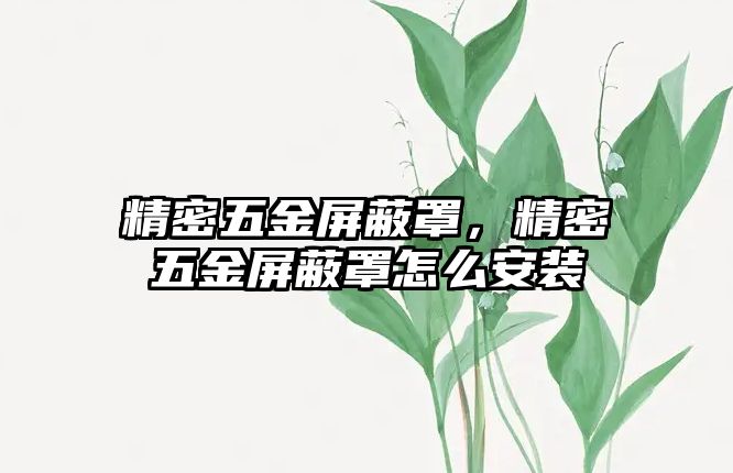 精密五金屏蔽罩，精密五金屏蔽罩怎么安裝