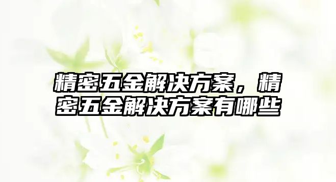 精密五金解決方案，精密五金解決方案有哪些