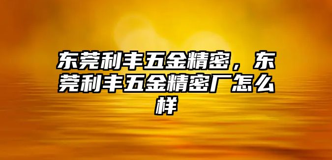 東莞利豐五金精密，東莞利豐五金精密廠怎么樣