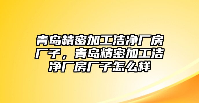 青島精密加工潔凈廠房廠子，青島精密加工潔凈廠房廠子怎么樣