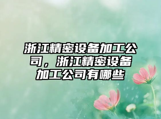 浙江精密設(shè)備加工公司，浙江精密設(shè)備加工公司有哪些