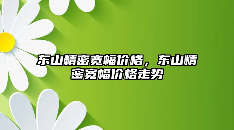 東山精密寬幅價格，東山精密寬幅價格走勢