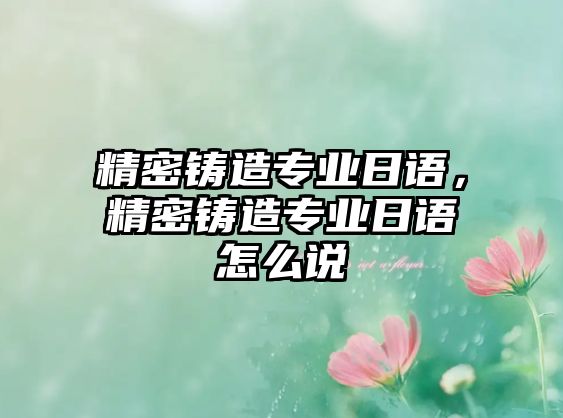 精密鑄造專業(yè)日語，精密鑄造專業(yè)日語怎么說